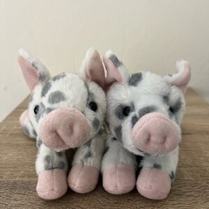 Lot of 2 Aurora Pig Pigs Piglet Piglets White Pink Grey Spotted Flopsie 9"